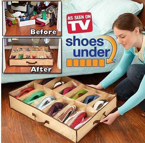 Shoes under storage system!! HOLDS UP TO 12 PAIRS